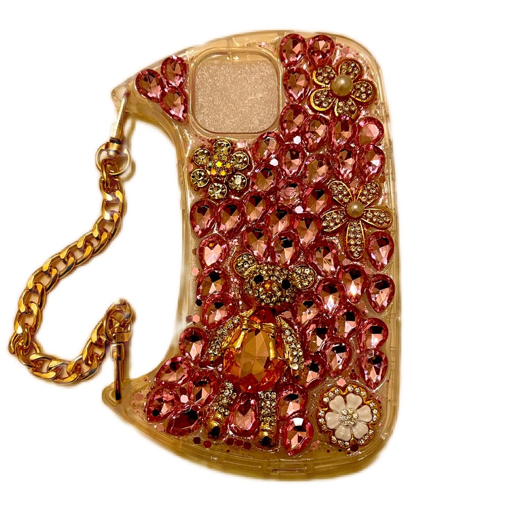 iPhone 13 Full Pink Diamond Rhinestones Bag Style Phone Case NWT